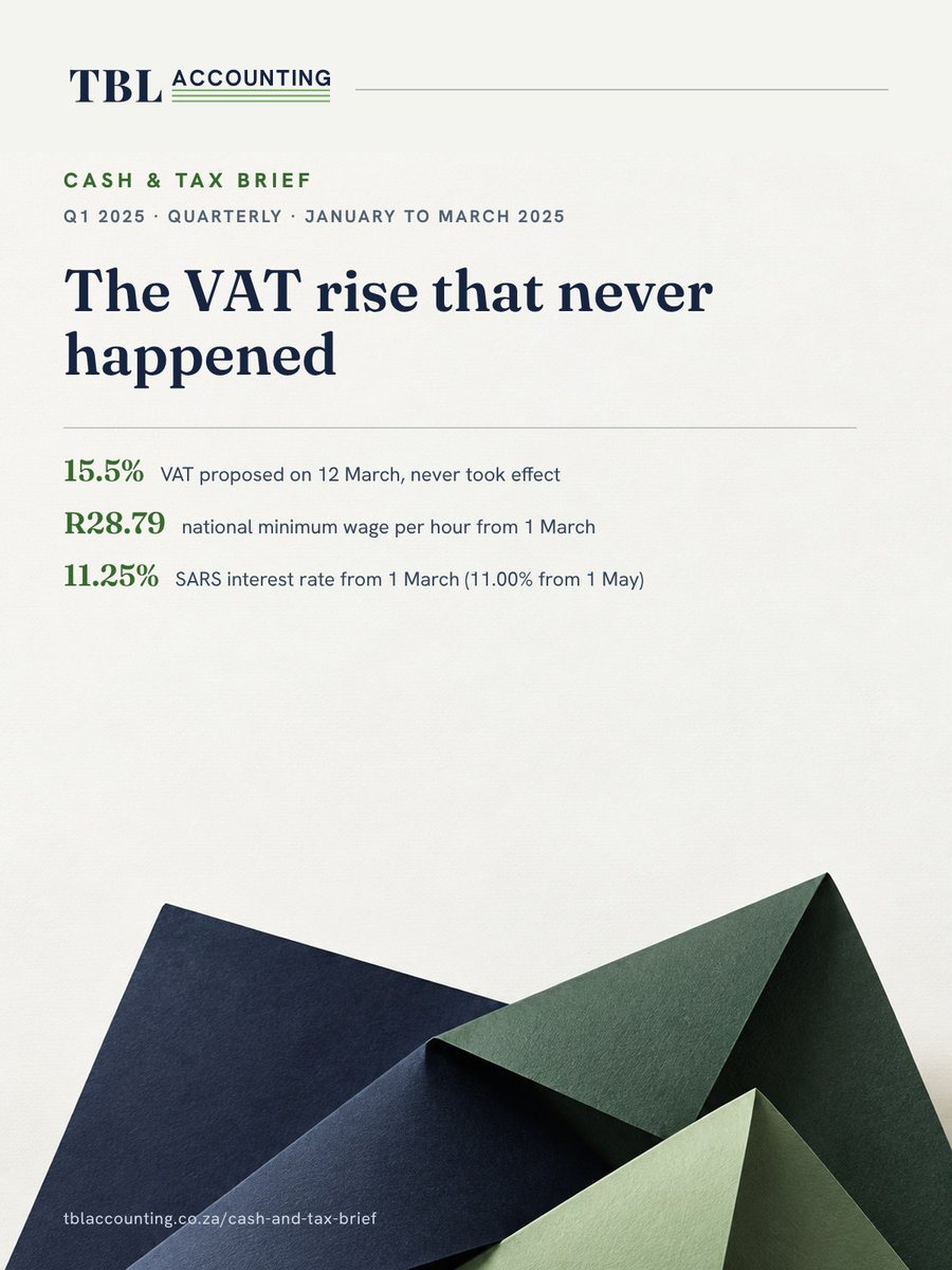 Cover of the TBL Accounting Cash & Tax Brief, Q1 2025: The VAT rise that never happened